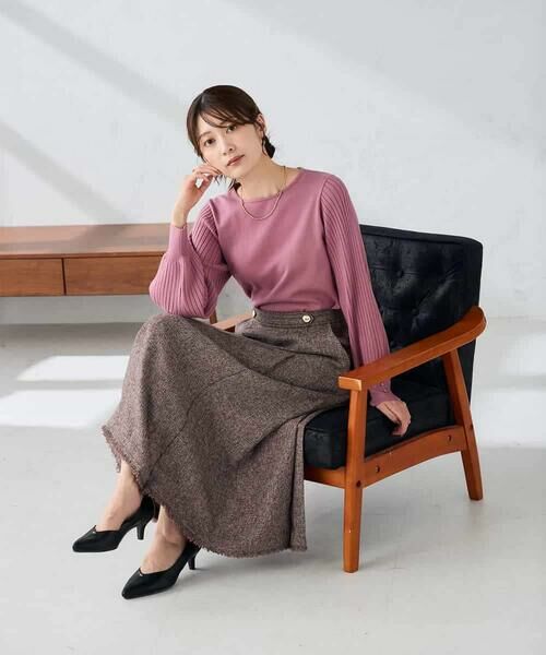 a.v.v / アー・ヴェ・ヴェ ロング・マキシ丈スカート | ツイード調裾フリンジAラインスカート | 詳細12