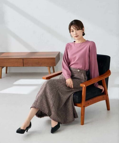 a.v.v / アー・ヴェ・ヴェ ロング・マキシ丈スカート | ツイード調裾フリンジAラインスカート | 詳細13
