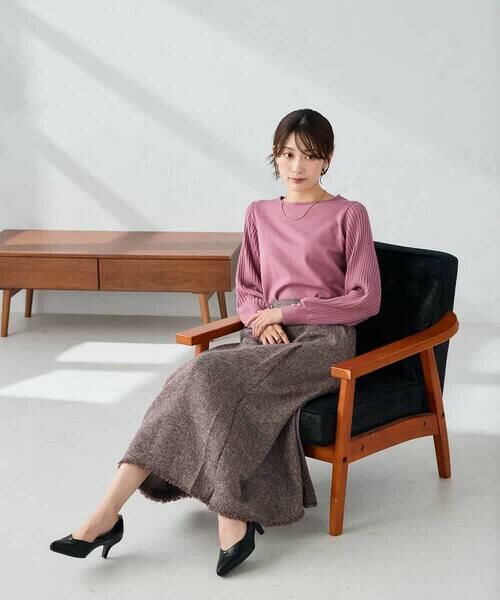 a.v.v / アー・ヴェ・ヴェ ロング・マキシ丈スカート | ツイード調裾フリンジAラインスカート | 詳細15