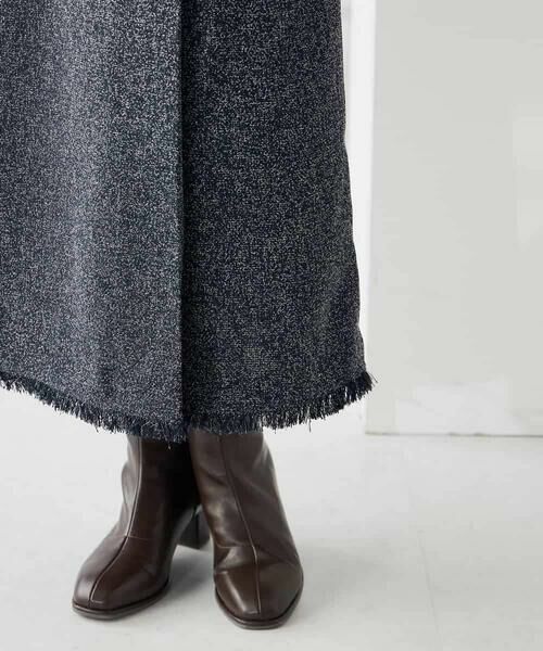 a.v.v / アー・ヴェ・ヴェ ロング・マキシ丈スカート | ツイード調裾フリンジAラインスカート | 詳細22