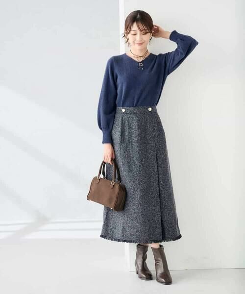 a.v.v / アー・ヴェ・ヴェ ロング・マキシ丈スカート | ツイード調裾フリンジAラインスカート | 詳細5