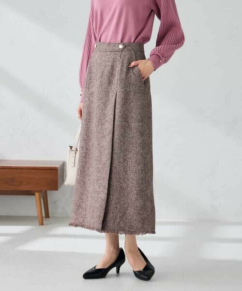 a.v.v / アー・ヴェ・ヴェ ロング・マキシ丈スカート | ツイード調裾フリンジAラインスカート | 詳細6