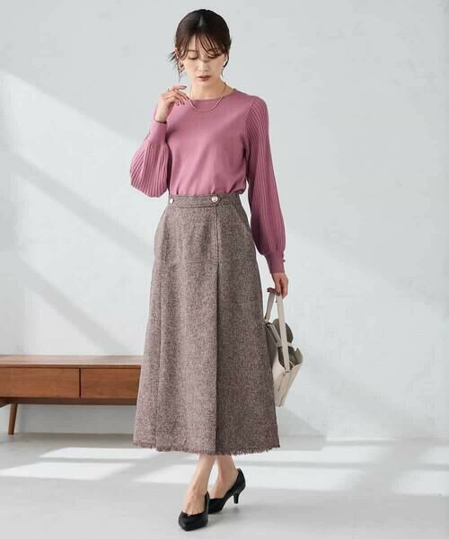 a.v.v / アー・ヴェ・ヴェ ロング・マキシ丈スカート | ツイード調裾フリンジAラインスカート | 詳細9