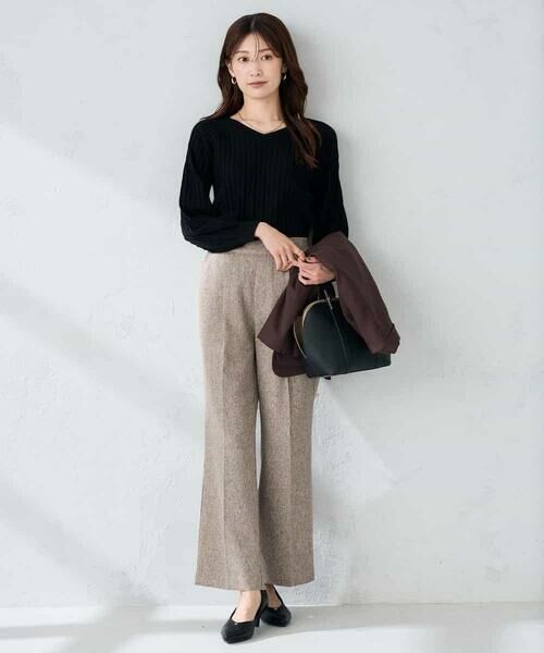 a.v.v / アー・ヴェ・ヴェ チノ・ワークパンツ | 【マシンウォッシャブル】ツイード調ストレートパンツ | 詳細4