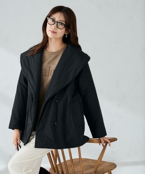 a.v.v/アー・ヴェ・ヴェ ショールカラー中綿コート ブラック L