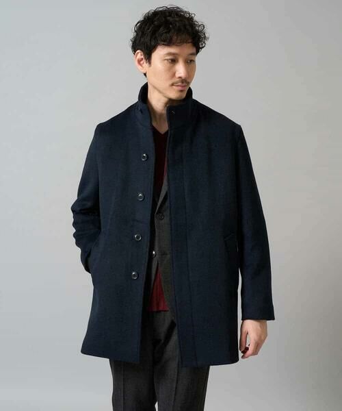 a.v.v/アー・ヴェ・ヴェ ウールライトビーバースタンドカラージャケット ネイビー M