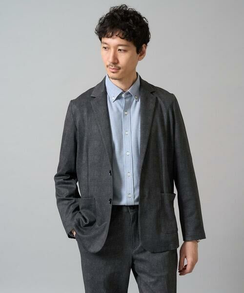 a.v.v/アー・ヴェ・ヴェ 【イージーケア/ストレッチ】メランジポンチテーラードジャケット【洗濯機で洗える】通勤/ビジネス〈ON/OFF SERIES〉 ダークグレー XL