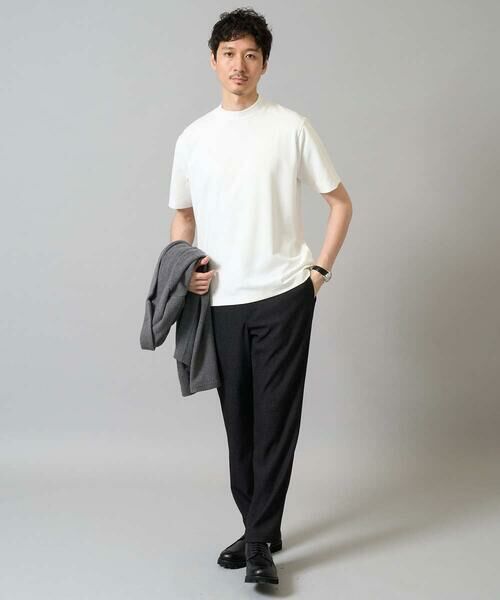 a.v.v / アー・ヴェ・ヴェ カットソー | 【イージーケア】ポンチモックネックスマートＴシャツ【毛玉になりにくい/洗濯機で洗える】〈ON/OFF SERIES〉 | 詳細1