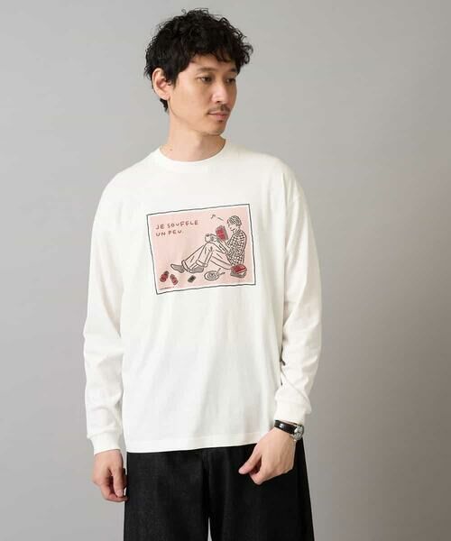 a.v.v/アー・ヴェ・ヴェ 【綿100%】イラストレーターコラボワイドシルエットカットソー【uca U】 ホワイト XL a.v.v/アー・ヴェ・ヴェ 【綿100%】イラストレーターコラボワイドシルエットカットソー【uca U】 ホワイト XL