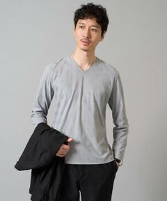 a.v.v / アー・ヴェ・ヴェ カットソー | 【イージーケア/毛玉になりにくい】ダイヤジャカードＶネックＴシャツ　通勤/ビジネス/ジャケット〈ON/OFF SERIES〉
