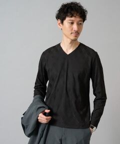 a.v.v / アー・ヴェ・ヴェ カットソー | 【イージーケア/毛玉になりにくい】ダイヤジャカードＶネックＴシャツ　通勤/ビジネス/ジャケット〈ON/OFF SERIES〉