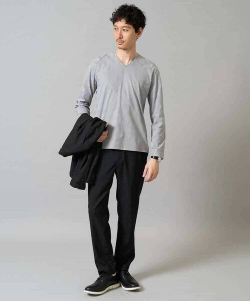 a.v.v / アー・ヴェ・ヴェ カットソー | 【イージーケア/毛玉になりにくい】ダイヤジャカードＶネックＴシャツ　通勤/ビジネス/ジャケット〈ON/OFF SERIES〉 | 詳細2