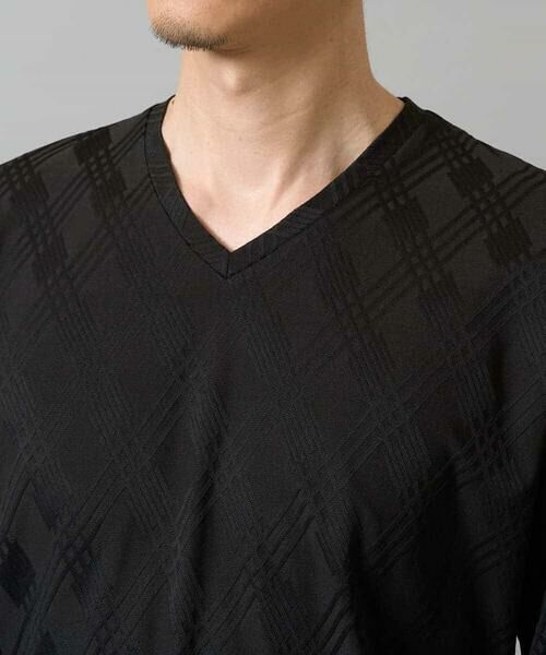 a.v.v / アー・ヴェ・ヴェ カットソー | 【イージーケア/毛玉になりにくい】ダイヤジャカードＶネックＴシャツ　通勤/ビジネス/ジャケット〈ON/OFF SERIES〉 | 詳細24