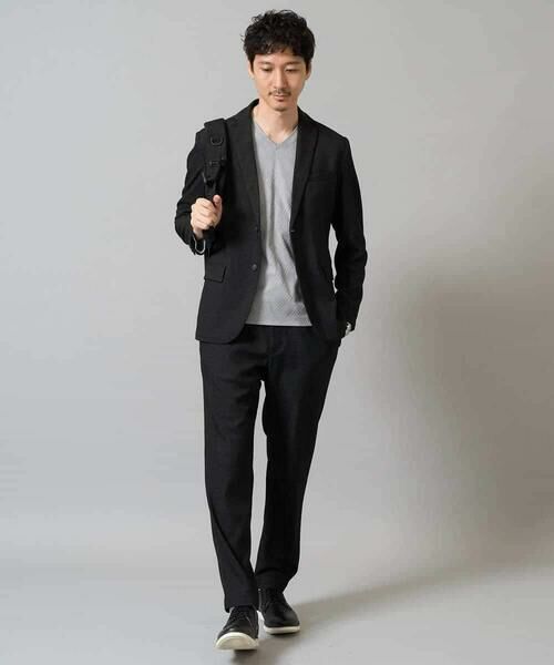 a.v.v / アー・ヴェ・ヴェ カットソー | 【イージーケア/毛玉になりにくい】ダイヤジャカードＶネックＴシャツ　通勤/ビジネス/ジャケット〈ON/OFF SERIES〉 | 詳細3