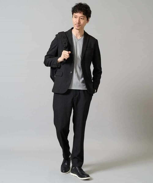 a.v.v / アー・ヴェ・ヴェ カットソー | 【イージーケア/毛玉になりにくい】ダイヤジャカードＶネックＴシャツ　通勤/ビジネス/ジャケット〈ON/OFF SERIES〉 | 詳細4