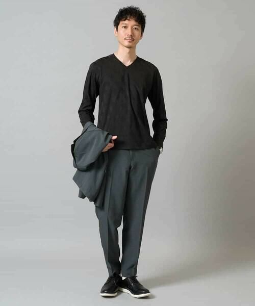 a.v.v / アー・ヴェ・ヴェ カットソー | 【イージーケア/毛玉になりにくい】ダイヤジャカードＶネックＴシャツ　通勤/ビジネス/ジャケット〈ON/OFF SERIES〉 | 詳細6
