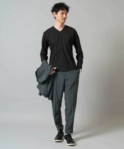 a.v.v / アー・ヴェ・ヴェ カットソー | 【イージーケア/毛玉になりにくい】ダイヤジャカードＶネックＴシャツ　通勤/ビジネス/ジャケット〈ON/OFF SERIES〉 | 詳細7
