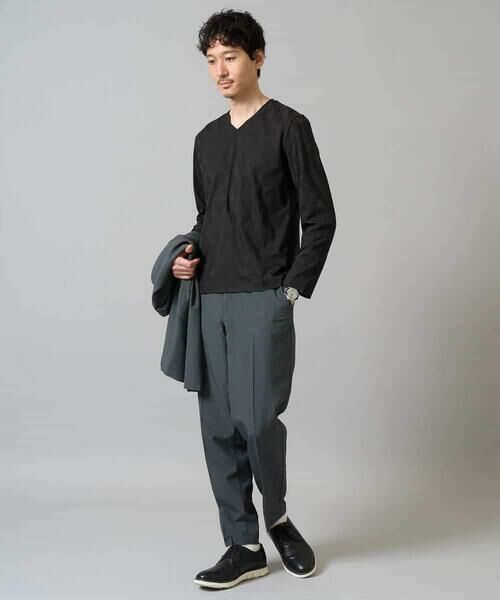 a.v.v / アー・ヴェ・ヴェ カットソー | 【イージーケア/毛玉になりにくい】ダイヤジャカードＶネックＴシャツ　通勤/ビジネス/ジャケット〈ON/OFF SERIES〉 | 詳細8