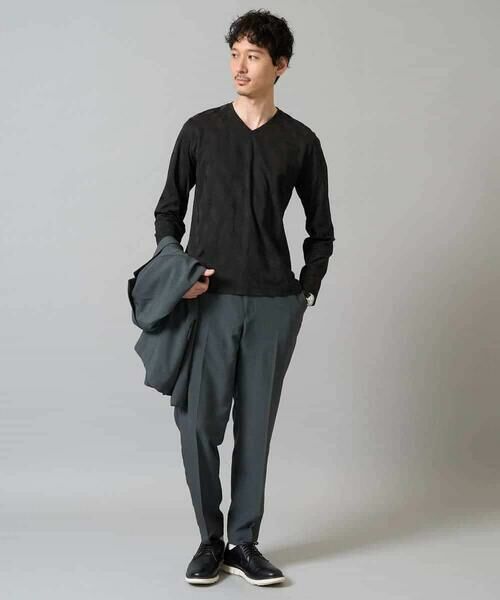 a.v.v / アー・ヴェ・ヴェ カットソー | 【イージーケア/毛玉になりにくい】ダイヤジャカードＶネックＴシャツ　通勤/ビジネス/ジャケット〈ON/OFF SERIES〉 | 詳細9