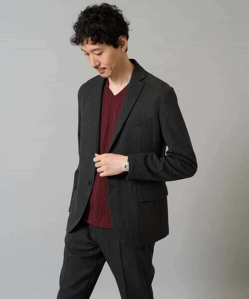 a.v.v / アー・ヴェ・ヴェ カットソー | 【イージーケア/毛玉になりにくい】ストライプジャガードVネックTシャツ【洗濯機で洗える】通勤/ビジネス/ジャケット〈ON/OFF SERIES〉 | 詳細1