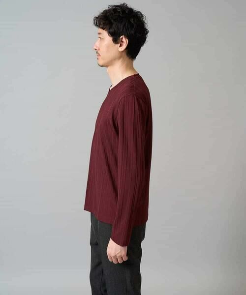 a.v.v / アー・ヴェ・ヴェ カットソー | 【イージーケア/毛玉になりにくい】ストライプジャガードVネックTシャツ【洗濯機で洗える】通勤/ビジネス/ジャケット〈ON/OFF SERIES〉 | 詳細5