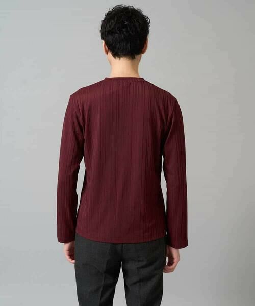 a.v.v / アー・ヴェ・ヴェ カットソー | 【イージーケア/毛玉になりにくい】ストライプジャガードVネックTシャツ【洗濯機で洗える】通勤/ビジネス/ジャケット〈ON/OFF SERIES〉 | 詳細6