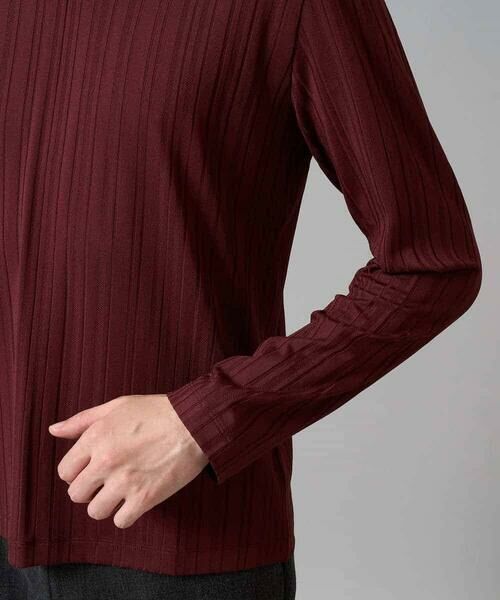 a.v.v / アー・ヴェ・ヴェ カットソー | 【イージーケア/毛玉になりにくい】ストライプジャガードVネックTシャツ【洗濯機で洗える】通勤/ビジネス/ジャケット〈ON/OFF SERIES〉 | 詳細8