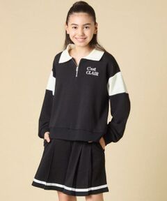 a.v.v / アー・ヴェ・ヴェ セットアップ | [130-160]【大人気！/ハーフジップトップス/プリーツキュロット】切り替えトレーナーセットアップ