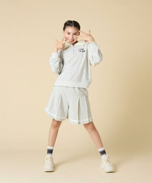 a.v.v / アー・ヴェ・ヴェ セットアップ | [130-160]【大人気！/ハーフジップトップス/プリーツキュロット】切り替えトレーナーセットアップ | 詳細12