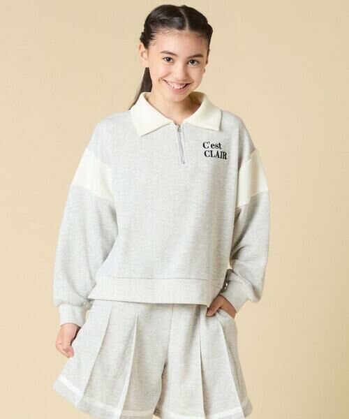 a.v.v / アー・ヴェ・ヴェ セットアップ | [130-160]【大人気！/ハーフジップトップス/プリーツキュロット】切り替えトレーナーセットアップ | 詳細3