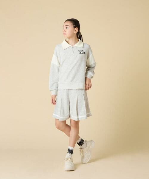 a.v.v / アー・ヴェ・ヴェ セットアップ | [130-160]【大人気！/ハーフジップトップス/プリーツキュロット】切り替えトレーナーセットアップ | 詳細7