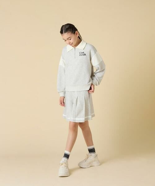 a.v.v / アー・ヴェ・ヴェ セットアップ | [130-160]【大人気！/ハーフジップトップス/プリーツキュロット】切り替えトレーナーセットアップ | 詳細8