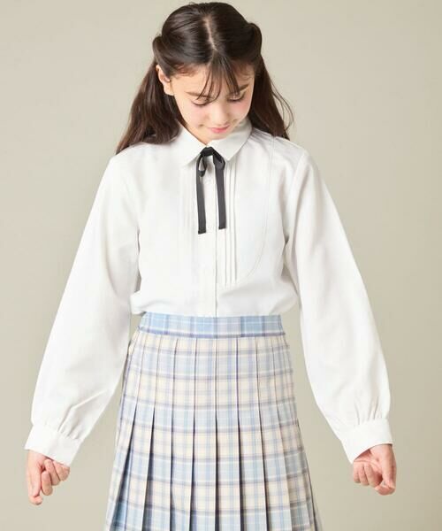 a.v.v / アー・ヴェ・ヴェ シャツ・ブラウス | [150-160]【卒服/シワになりにくい】リボンタイ付きピンタックブラウス | 詳細1