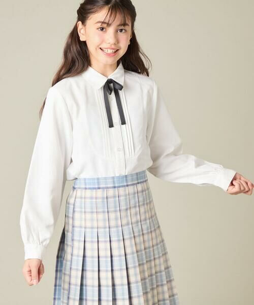 a.v.v / アー・ヴェ・ヴェ シャツ・ブラウス | [150-160]【卒服/シワになりにくい】リボンタイ付きピンタックブラウス | 詳細2
