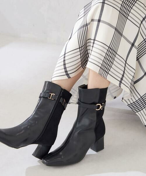 a.v.v / アー・ヴェ・ヴェ フラットシューズ | スエードコンビブーツ（ブラック）