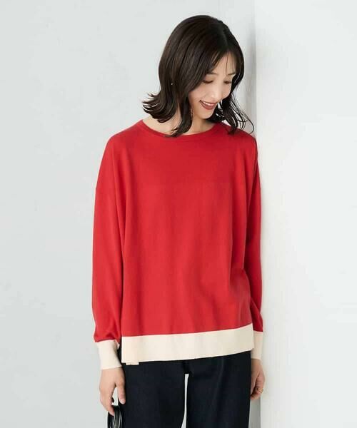 a.v.v / アー・ヴェ・ヴェ ニット・セーター | バイカラーニット【新色追加】(レッド)