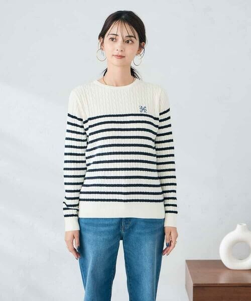 a.v.v / アー・ヴェ・ヴェ ニット・セーター | ワンポイント刺繍ケーブルニット | 詳細5