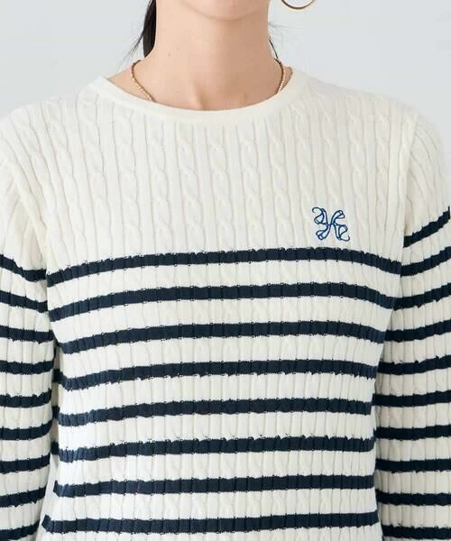 a.v.v / アー・ヴェ・ヴェ ニット・セーター | ワンポイント刺繍ケーブルニット | 詳細8