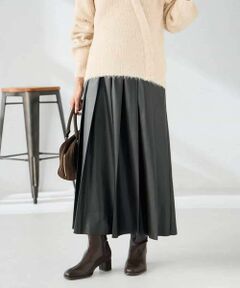 a.v.v / アー・ヴェ・ヴェ ロング・マキシ丈スカート | 【洗える】レザープリーツスカート