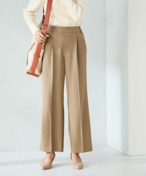 a.v.v / アー・ヴェ・ヴェ チノ・ワークパンツ | 【洗える】ツイード調ストレートパンツ(ベージュ)