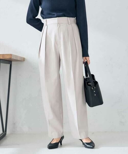 a.v.v / アー・ヴェ・ヴェ その他パンツ | 【洗える/裏起毛】タックテーパードパンツ(グレージュ)