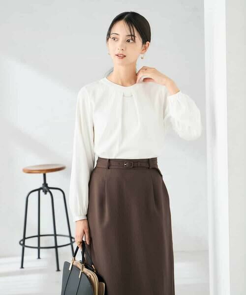 a.v.v/アー・ヴェ・ヴェ 【洗える】バーチャームボウタイブラウス ホワイト XS