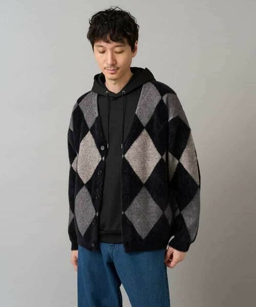 a.v.v / アー・ヴェ・ヴェ カーディガン・ボレロ | 【洗濯で洗える】シャギーアーガイルワイドシルエットカーディガン | 詳細11