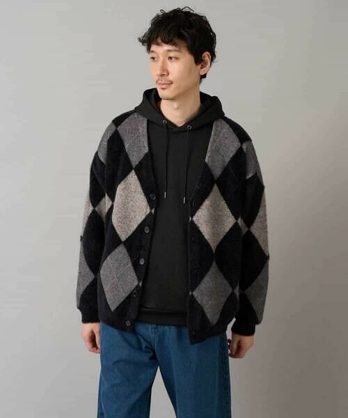 a.v.v / アー・ヴェ・ヴェ カーディガン・ボレロ | 【洗濯で洗える】シャギーアーガイルワイドシルエットカーディガン | 詳細12