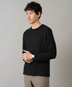 a.v.v / アー・ヴェ・ヴェ カットソー | 【イージーケア/毛玉になりにくい】ブロックリンクスジャカードクルーネックＴシャツ【洗濯機で洗える】通勤/ビジネス/ジャケット〈ON/OFF SERIES〉