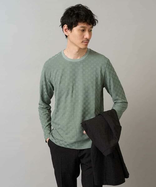 a.v.v / アー・ヴェ・ヴェ カットソー | 【イージーケア/毛玉になりにくい】ブロックリンクスジャカードクルーネックＴシャツ【洗濯機で洗える】通勤/ビジネス/ジャケット〈ON/OFF SERIES〉 | 詳細15