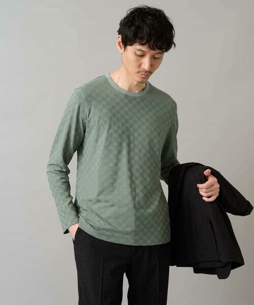 a.v.v / アー・ヴェ・ヴェ カットソー | 【イージーケア/毛玉になりにくい】ブロックリンクスジャカードクルーネックＴシャツ【洗濯機で洗える】通勤/ビジネス/ジャケット〈ON/OFF SERIES〉 | 詳細16