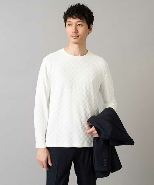 a.v.v / アー・ヴェ・ヴェ カットソー | 【イージーケア/毛玉になりにくい】ブロックリンクスジャカードクルーネックＴシャツ【洗濯機で洗える】通勤/ビジネス/ジャケット〈ON/OFF SERIES〉 | 詳細17