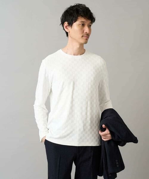 a.v.v / アー・ヴェ・ヴェ カットソー | 【イージーケア/毛玉になりにくい】ブロックリンクスジャカードクルーネックＴシャツ【洗濯機で洗える】通勤/ビジネス/ジャケット〈ON/OFF SERIES〉 | 詳細18