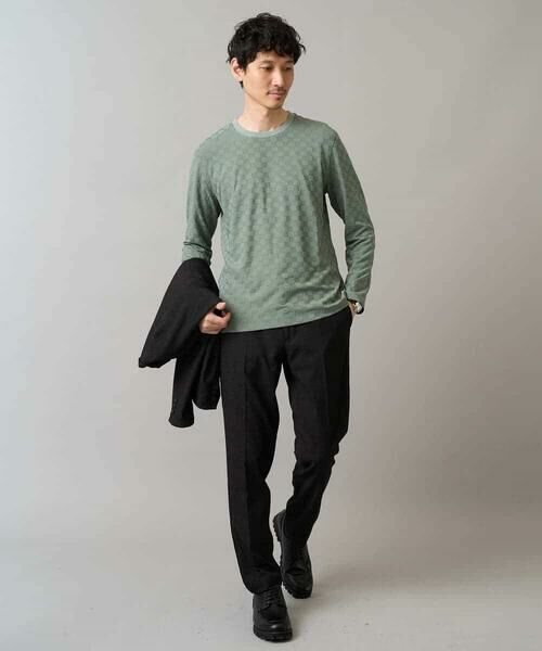 a.v.v / アー・ヴェ・ヴェ カットソー | 【イージーケア/毛玉になりにくい】ブロックリンクスジャカードクルーネックＴシャツ【洗濯機で洗える】通勤/ビジネス/ジャケット〈ON/OFF SERIES〉 | 詳細2